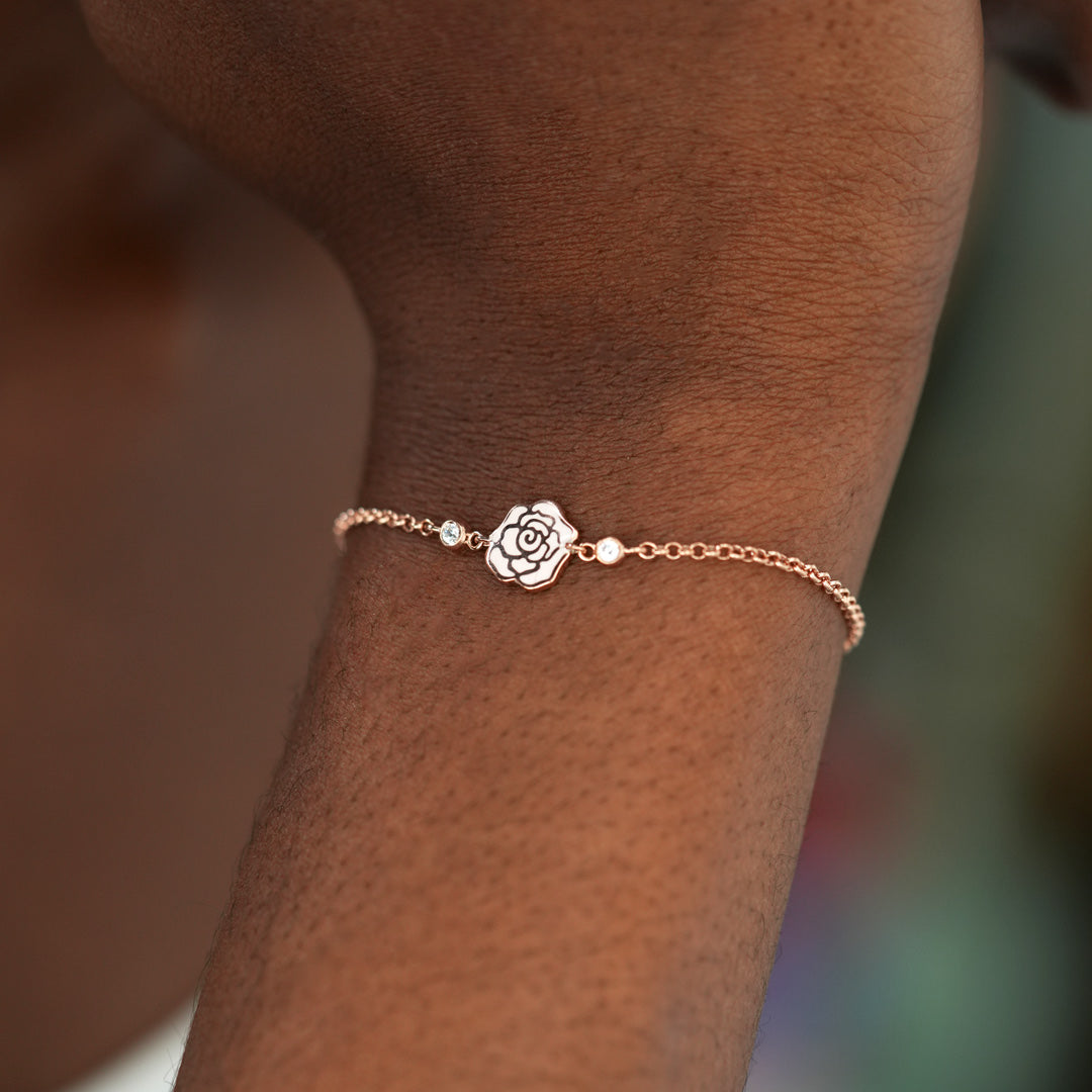 Pulseira Flor Eterna em Ouro Rosé