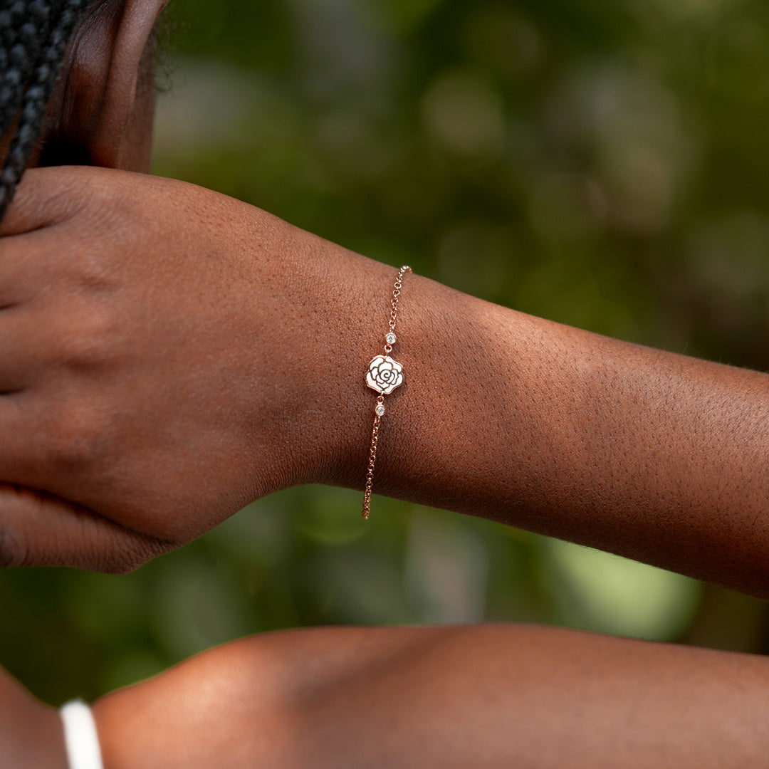 Pulseira Flor Eterna em Ouro Rosé