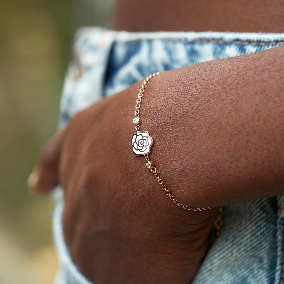 Pulseira Flor Eterna em Ouro Rosé
