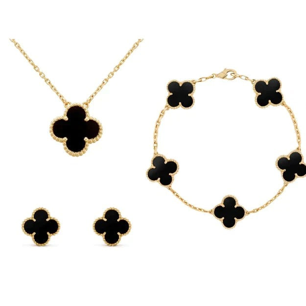 Conjunto de Joias Femininas Flor de Trevo Compre 1 Leve 3