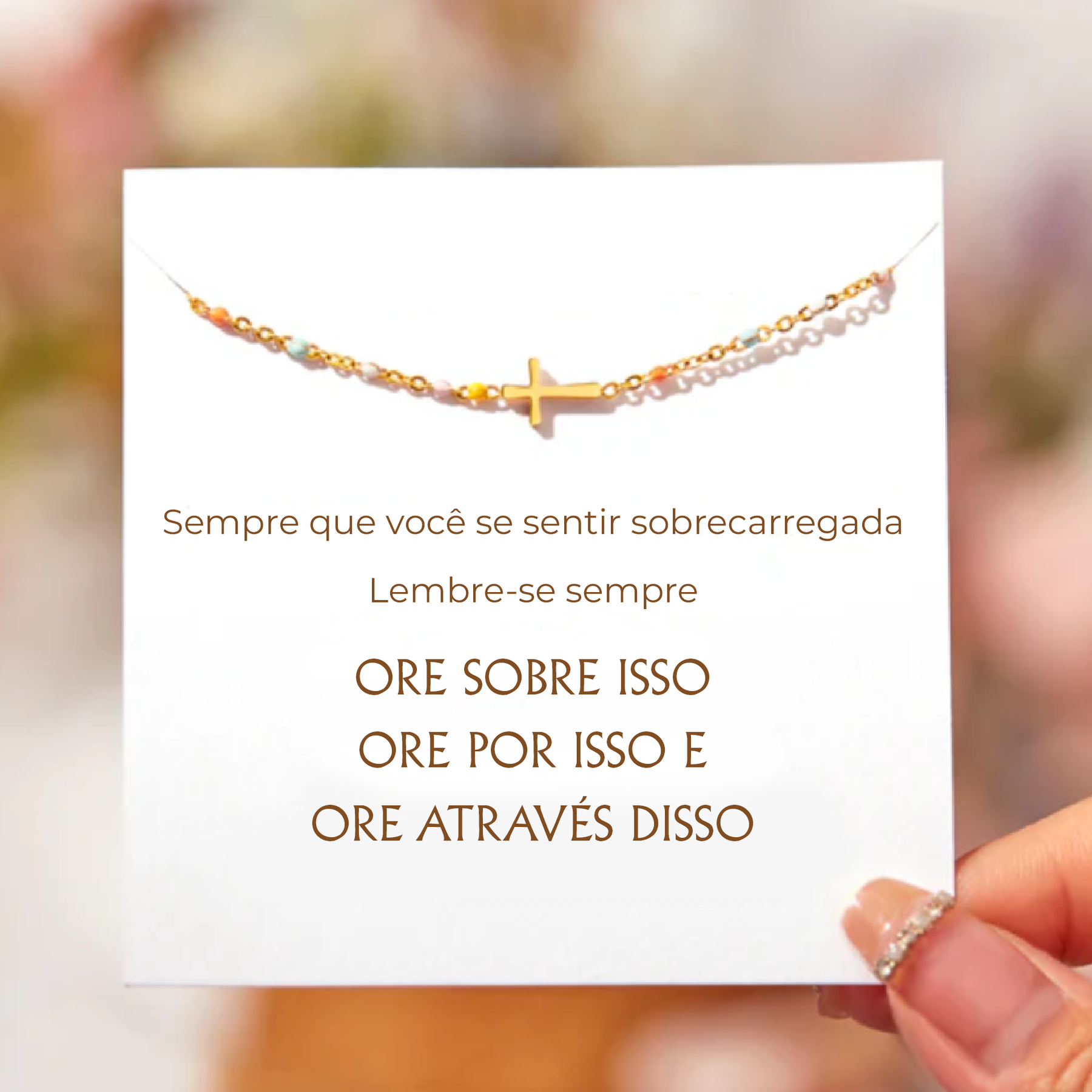 Pulseira de Oração com Pingente de Cruz