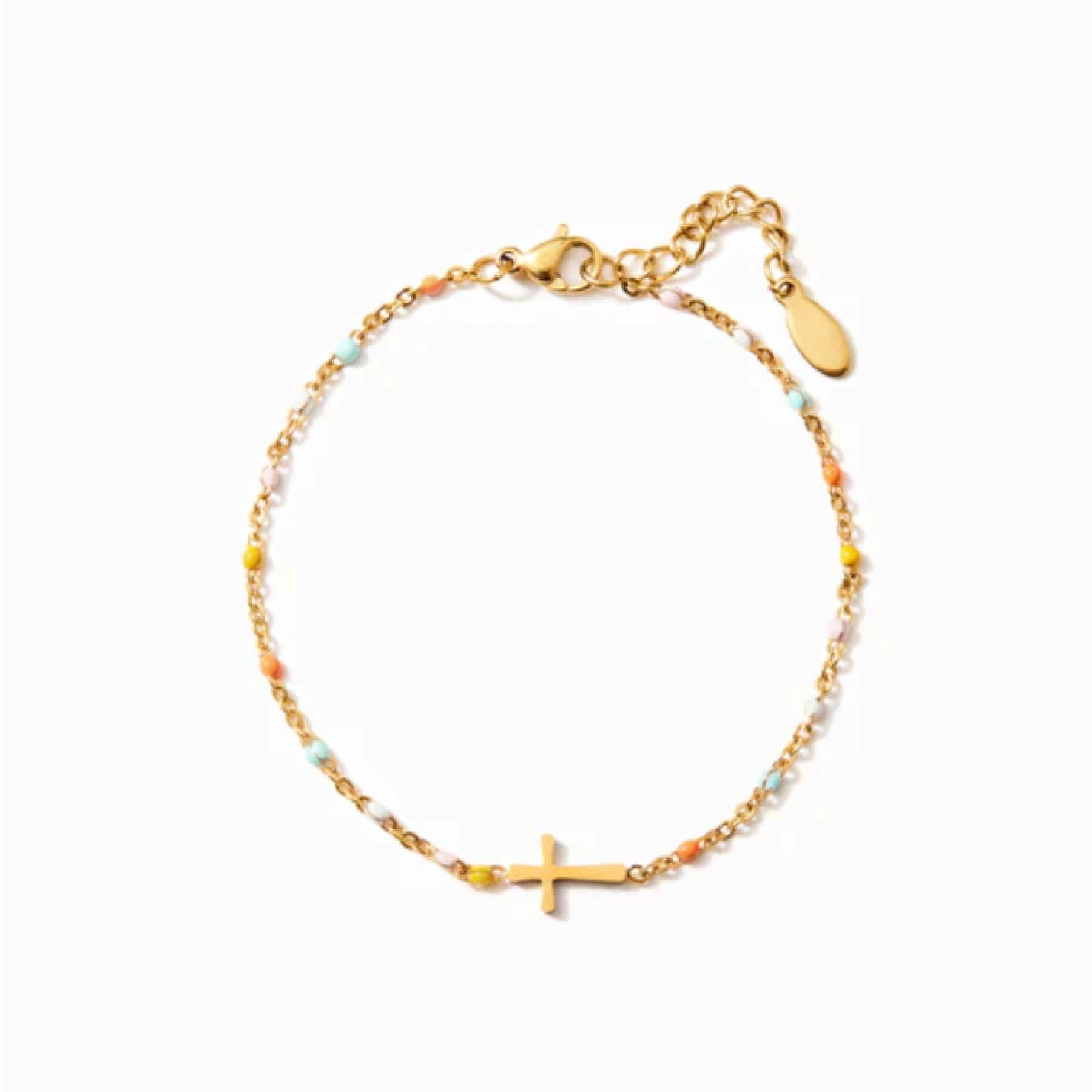Pulseira de Oração com Pingente de Cruz