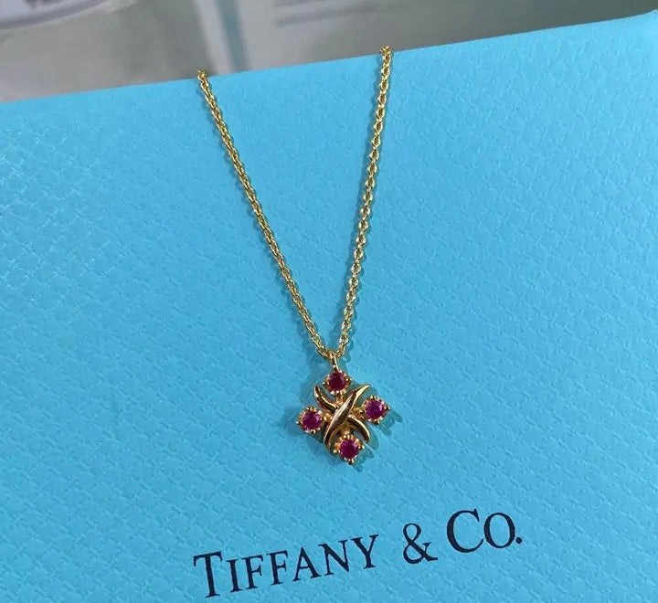 Colar Lynn Ouro e Rubis