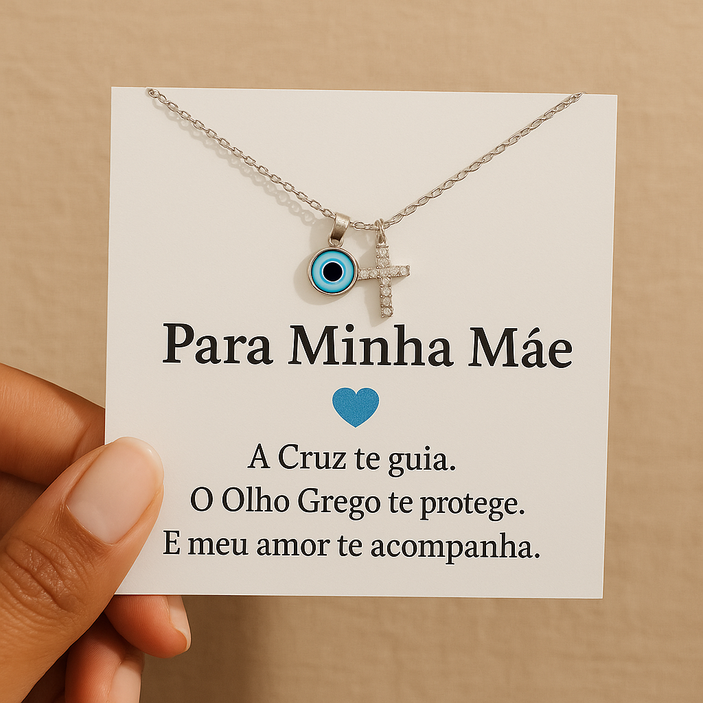Colar Olho Grego com Cruz – Para Minha Mãe