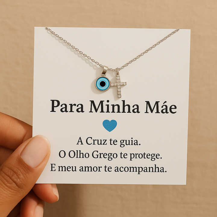 Colar Olho Grego com Cruz – Para Minha Mãe