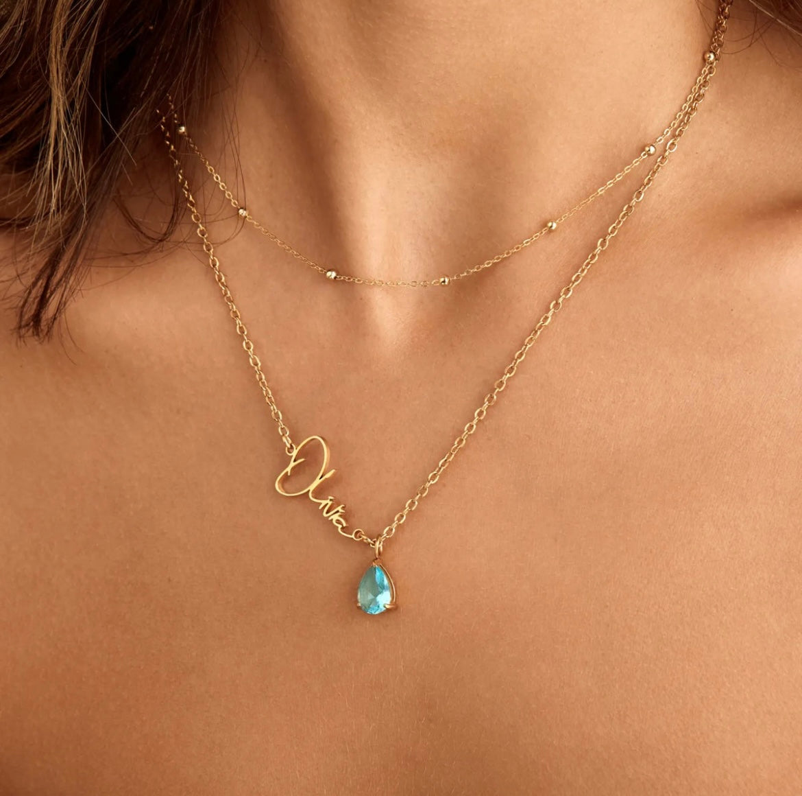 Colar personalizado "Vida" com pedras do nascimento