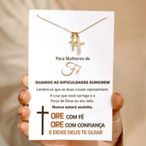 Colar Duplo Cruzado "Mulheres de Fé" – Símbolo de Esperança e Confiança