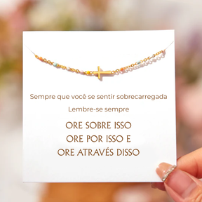 Pulseira de Oração com Pingente de Cruz