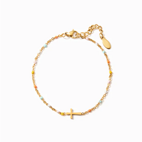 Pulseira de Oração com Pingente de Cruz