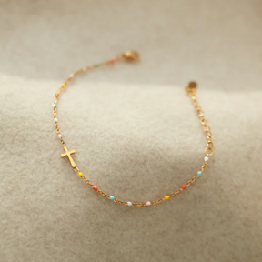 Pulseira de Oração com Pingente de Cruz
